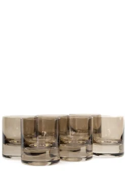 Estelle Colored Glass Bar|Glassware|Rocks Glass, Set of 6 in Gray Smoke