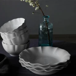 Costa Nova Dinnerware|Rosa Collection Cereal Bowls in White, Set of 6