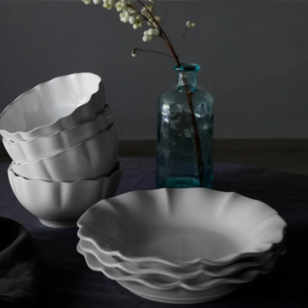 Costa Nova Dinnerware|Rosa Collection Cereal Bowls in White, Set of 6