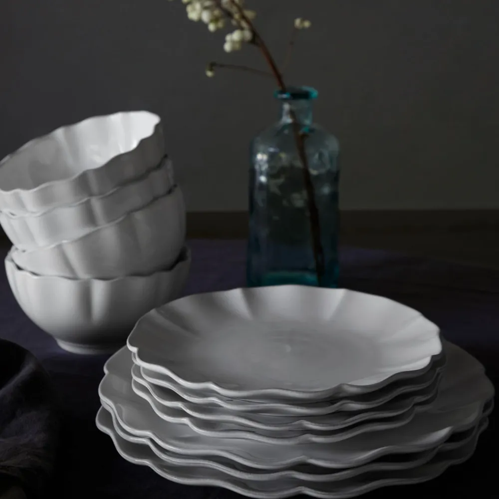 Costa Nova Dinnerware|Rosa Collection Salad Plates in White, Set of 6