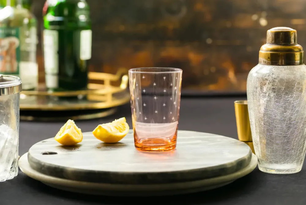 The Vintage List Glassware|Rose Tumblers With Stars Design, Set of 4