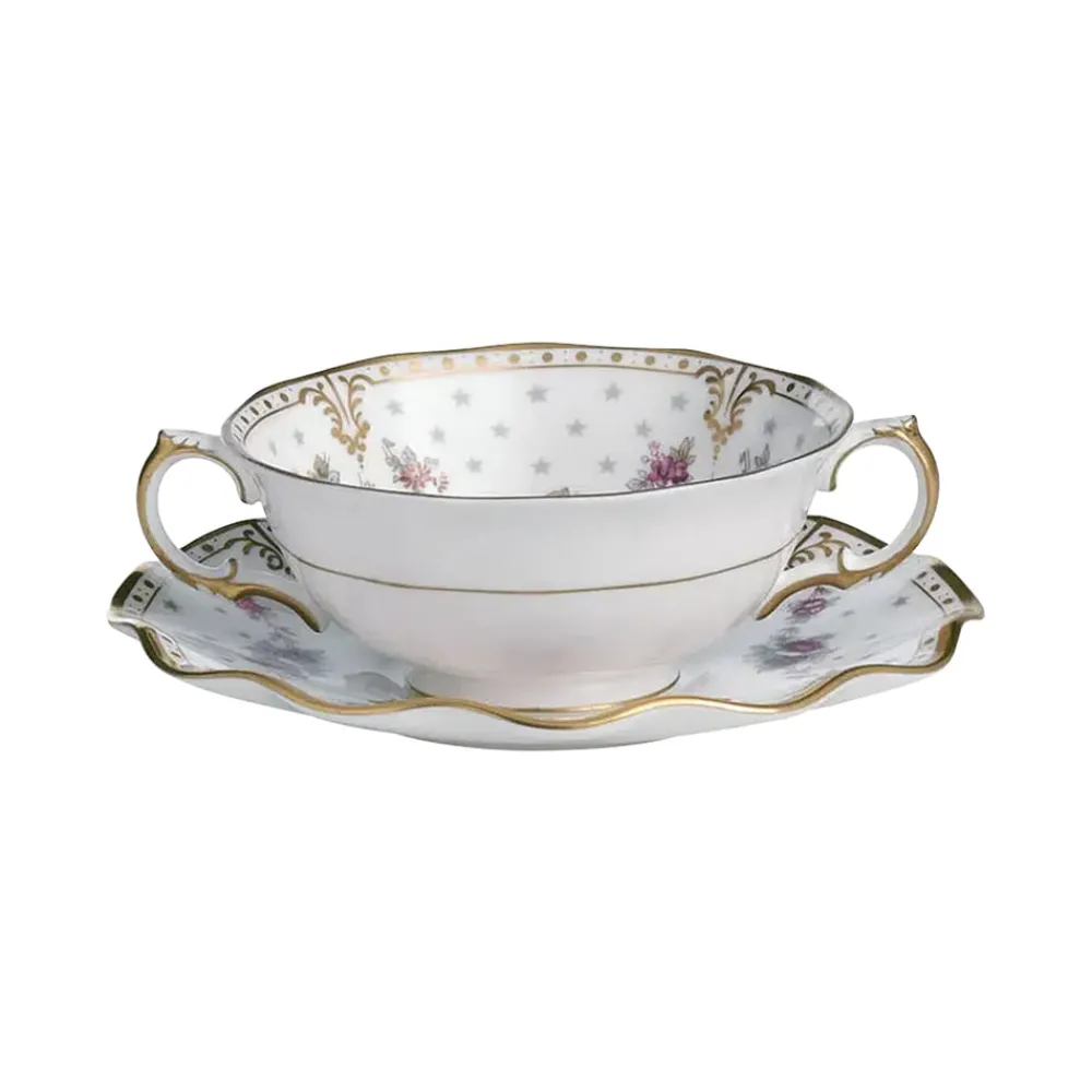 Royal Crown Derby Dinnerware|Royal Antoinette Cream Soup Bowl & Stand