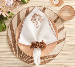 Kim Seybert Place Settings & Linens|Royal Palm Placemat in Natural & Brown, Set of 4