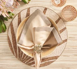 Kim Seybert Place Settings & Linens|Royal Palm Placemat in Natural & Brown, Set of 4