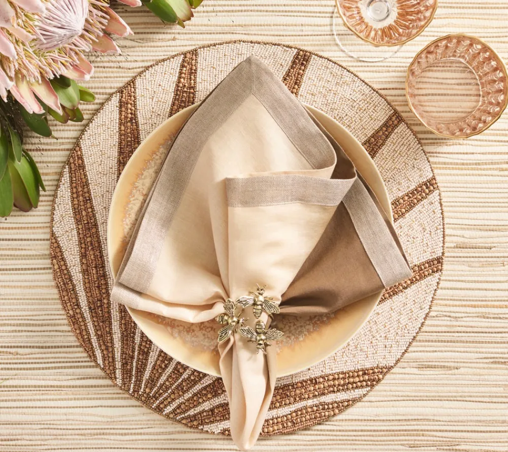 Kim Seybert Place Settings & Linens|Royal Palm Placemat in Natural & Brown, Set of 4