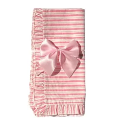 Flying Sheep Country Place Settings & Linens|Ruffle Napkin in Pink Stripes, Set of 4