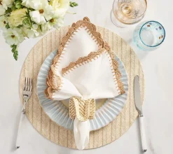 Kim Seybert Place Settings & Linens|Ruffle Napkin Ring in Natural, Set of 4