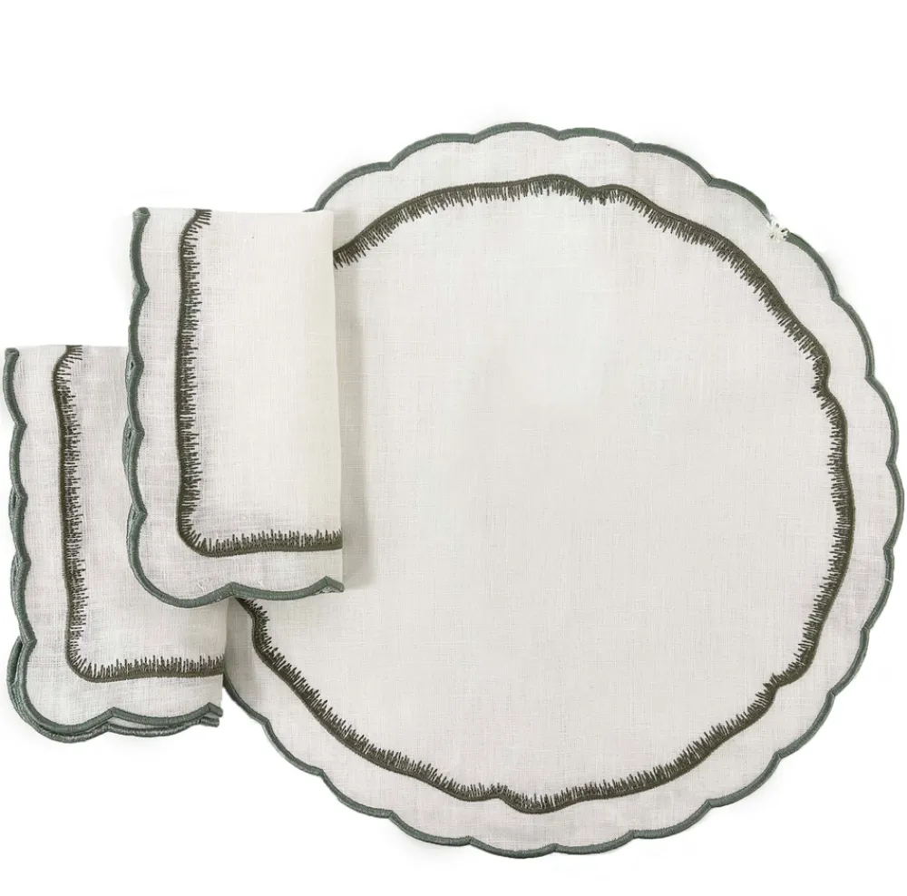 Maison Margaux Place Settings & Linens|Safiya Green Placemat & Napkin, Set of 2