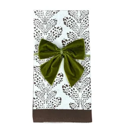 Flying Sheep Country Place Settings & Linens|Sage Green Bow Velvet Napkin Ties, Set of 4