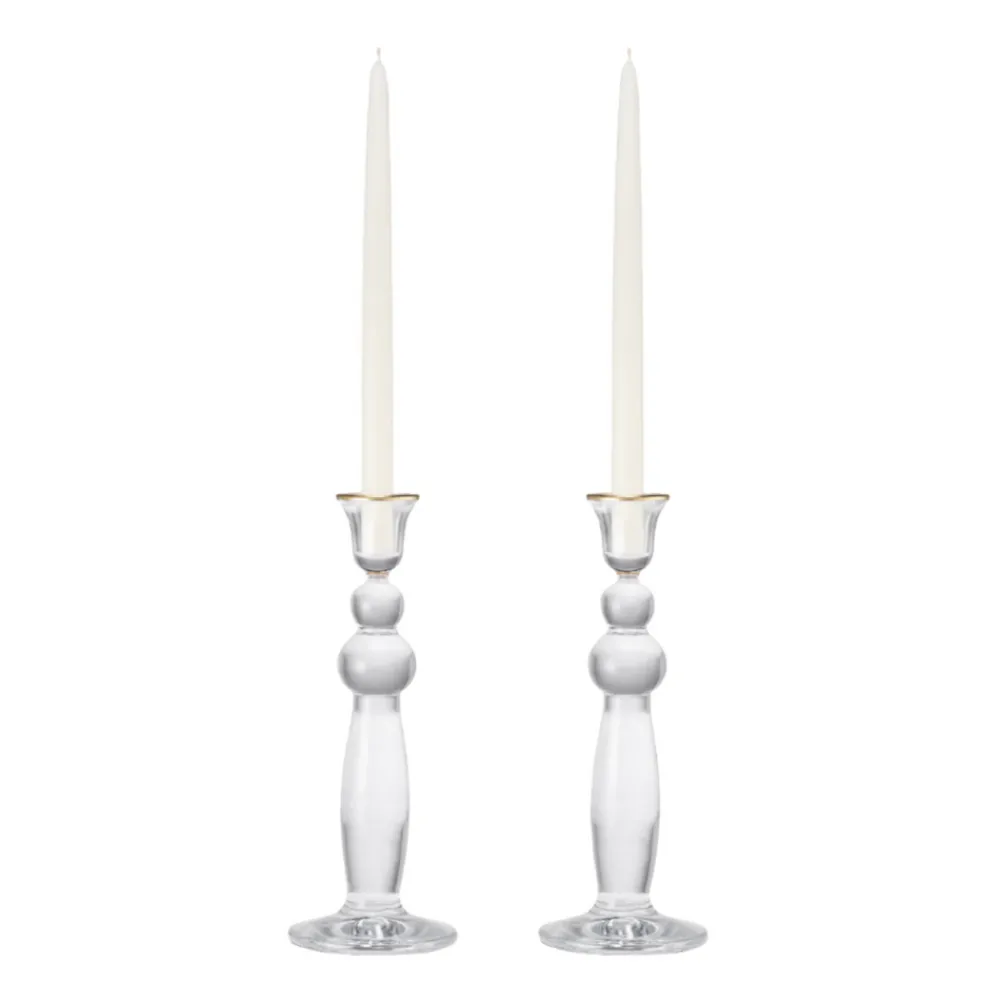 AERIN Candles|Sancia Extra Tall Taper Candleholders in Gold Rim in, Set of 2