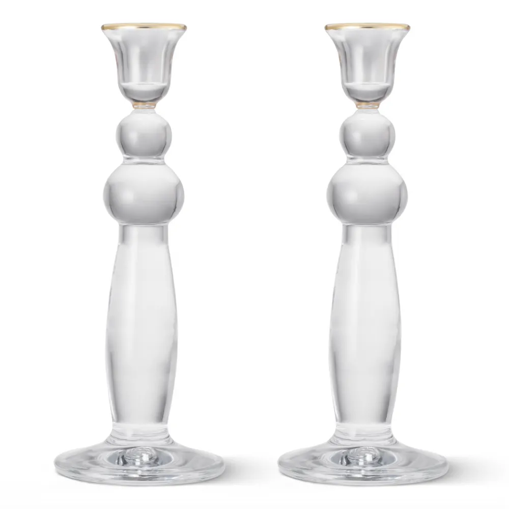 AERIN Candles|Sancia Extra Tall Taper Candleholders in Gold Rim in, Set of 2