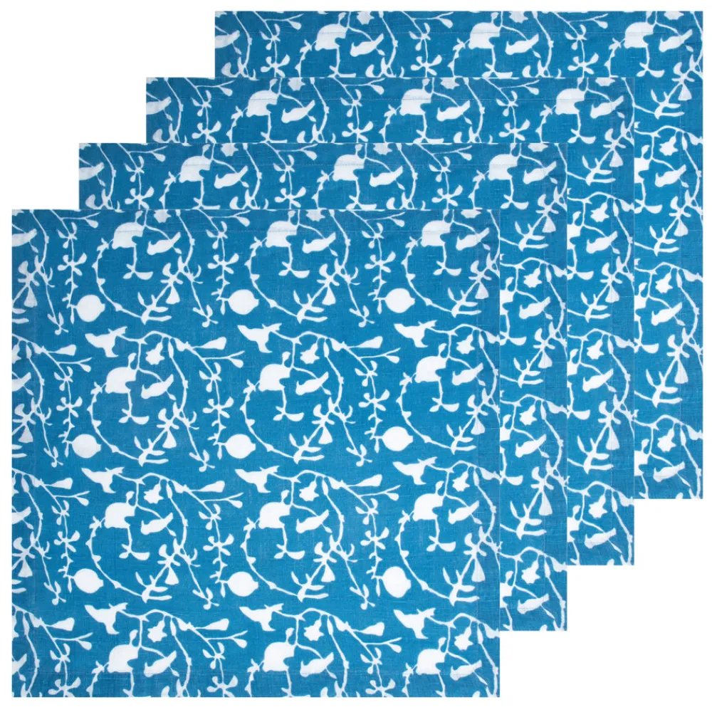 Caravan Place Settings & Linens|Sanctuary Printed Napkins in Blue, Set of 4