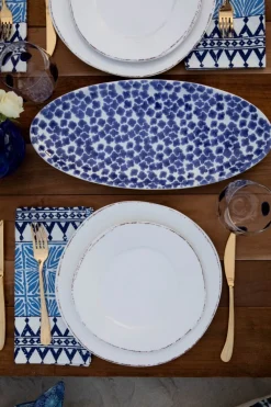 VIETRI Dinnerware|Santorini Flower Narrow Oval Platter