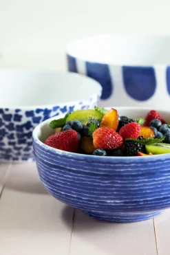 VIETRI Dinnerware|Santorini Stripe Medium-Footed Serving Bowl