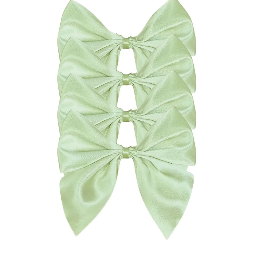 Flying Sheep Country Place Settings & Linens|Satin Bow Napkin Ties in Light Green, Set of 4