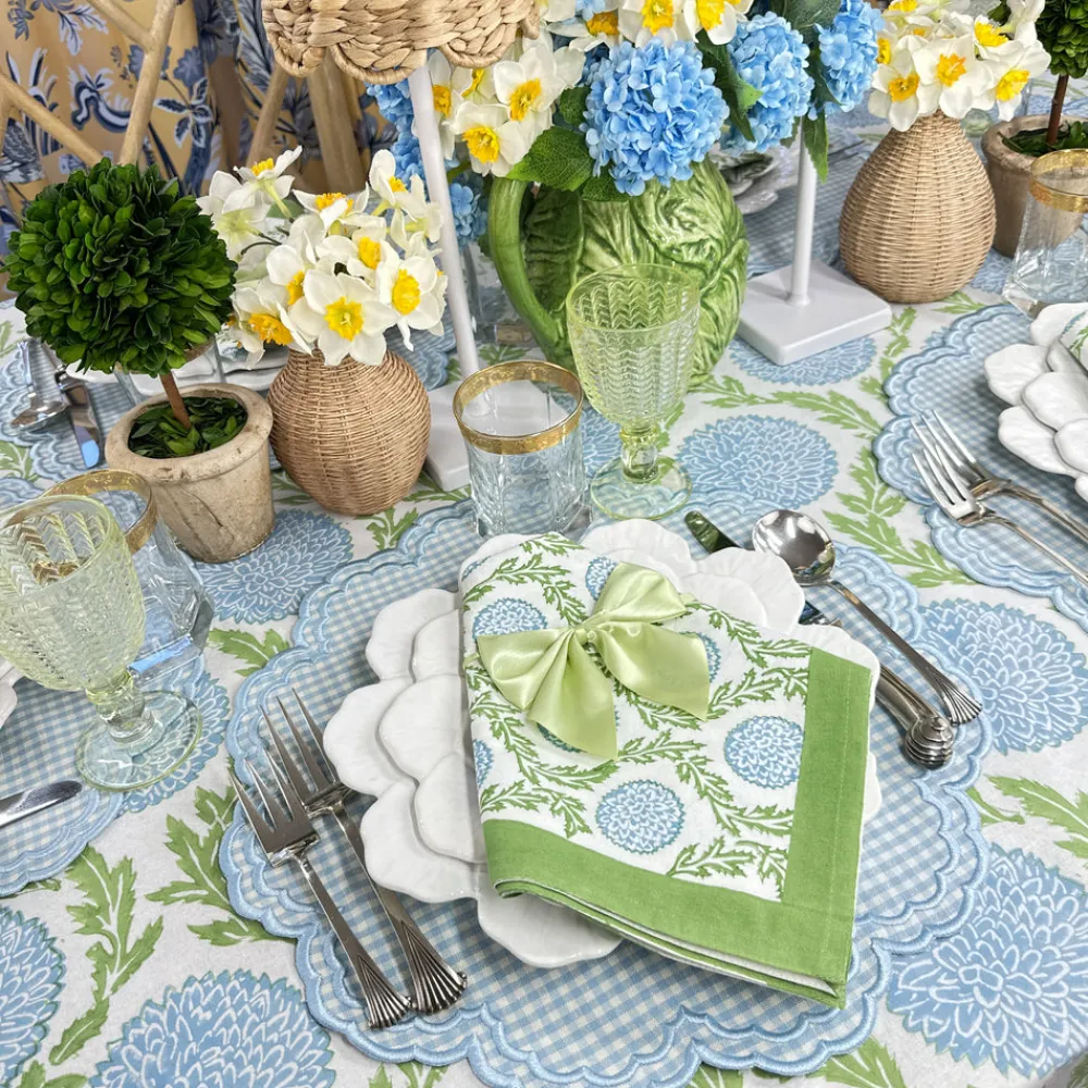 Flying Sheep Country Place Settings & Linens|Satin Bow Napkin Ties in Light Green, Set of 4