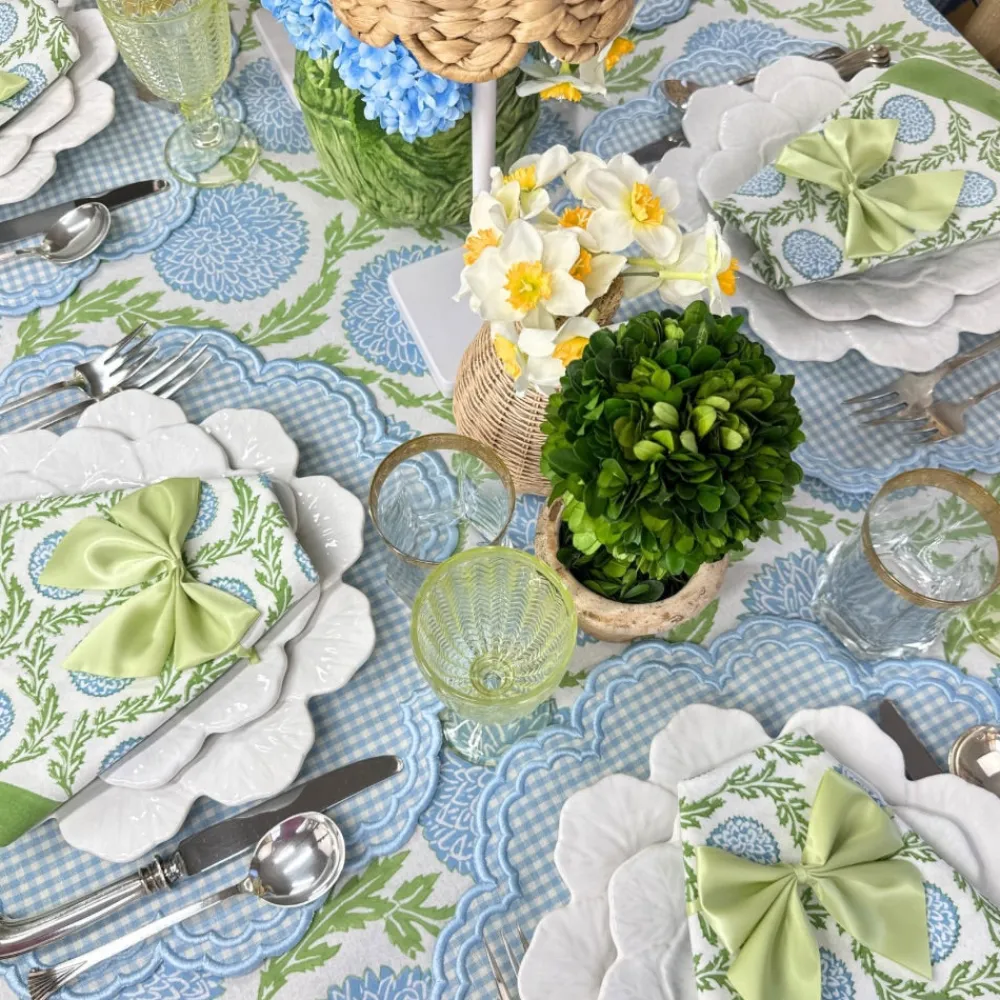 Flying Sheep Country Place Settings & Linens|Satin Bow Napkin Ties in Light Green, Set of 4