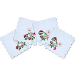 Chefanie Place Settings & Linens|Scalloped Flower Cocktail Napkins, Set of 4