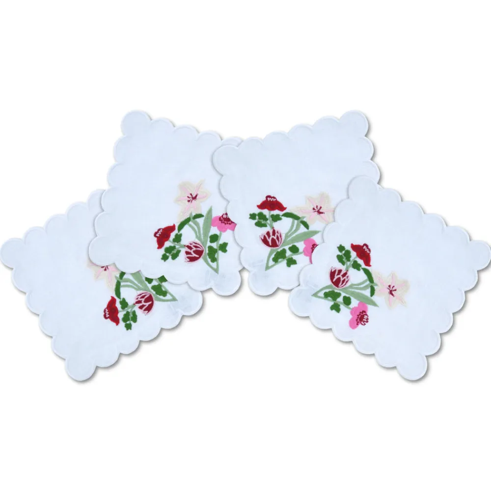 Chefanie Place Settings & Linens|Scalloped Flower Cocktail Napkins, Set of 4