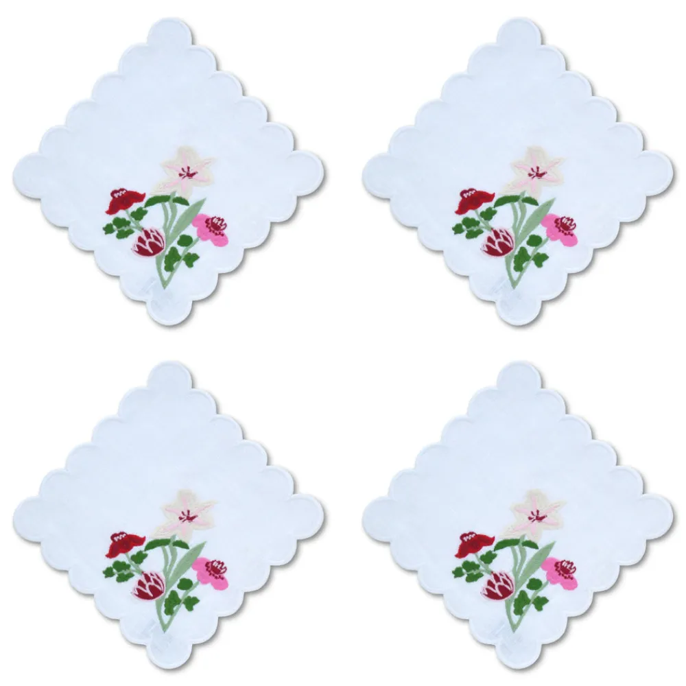 Chefanie Place Settings & Linens|Scalloped Flower Cocktail Napkins, Set of 4