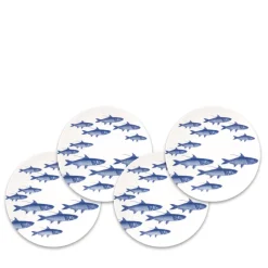 Caskata Dinnerware|School of Fish Canapé Plates Boxed, Set of 4