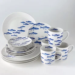 Caskata Dinnerware|School of Fish Coupe Dinner Plate Blue