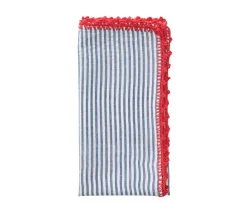 Kim Seybert Place Settings & Linens|Seersucker Napkin in Navy & Red, Set of 4