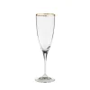 Costa Nova Glassware|Sensa Collection Flutes 8 oz in Golden Rim, Set of 6