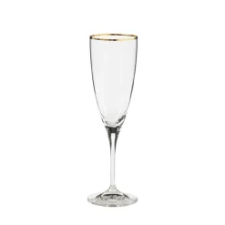 Costa Nova Glassware|Sensa Collection Flutes 8 oz in Golden Rim, Set of 6