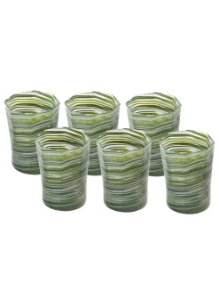 Craft Advisory Glassware|Short Hand Blown Tumbler in Avocado Mix, Set of 6