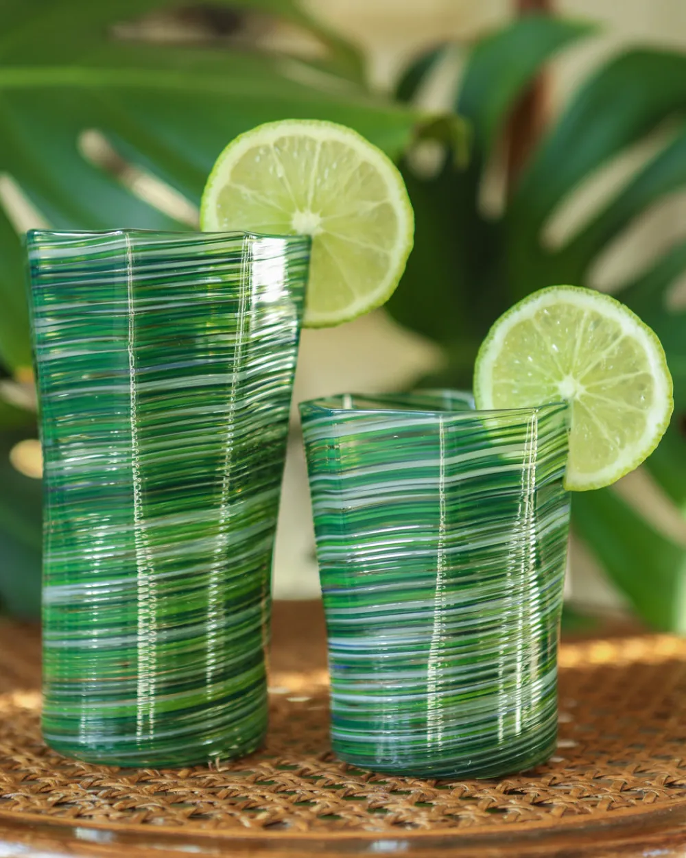 Craft Advisory Glassware|Short Hand Blown Tumbler in Avocado Mix, Set of 6