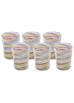 Craft Advisory Glassware|Short Hand Blown Tumbler in Multi, Set of 6