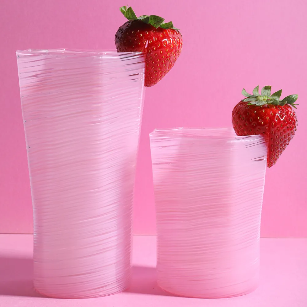 Craft Advisory Glassware|Short Hand Blown Tumbler in Pink, Set of 6