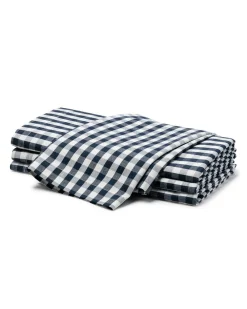 Petite Plume Place Settings & Linens|Signature Twill Napkins in Navy French Ticking, Set of 4