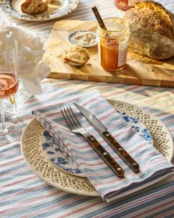 Petite Plume Place Settings & Linens|Signature Twill Napkins in Navy French Ticking, Set of 4