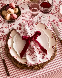 Petite Plume Place Settings & Linens|Signature Twill Napkins in Red Timeless Toile, Set of 4