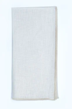 TriChi Design Place Settings & Linens|Silver Claud with Beige Small Trim, Set of 4