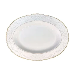 Anna Weatherley Dinnerware|Simply Anna Polka Oval Platter in White/Gold