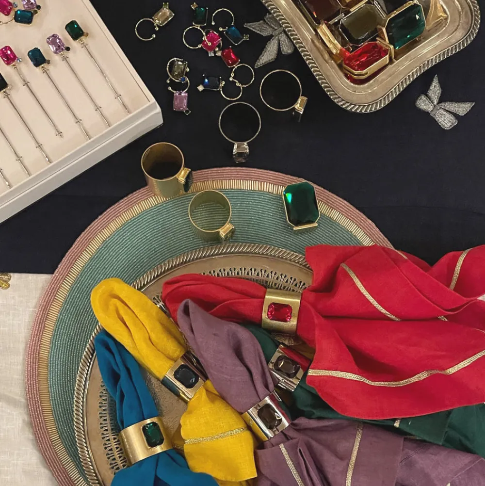 Joanna Buchanan Place Settings & Linens|Single Gem Napkin Rings, Set of Two