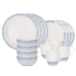 Juliska Dinnerware|Sitio Stripe 16-Piece Place Setting in Delft Blue