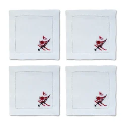 Chefanie Place Settings & Linens|Skiing Santa Cocktail Napkins, Set of 4
