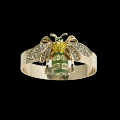 Joanna Buchanan Place Settings & Linens|Skinny Stripey Bee Napkin Rings in Green, Set of Four