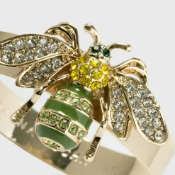 Joanna Buchanan Place Settings & Linens|Skinny Stripey Bee Napkin Rings in Green, Set of Four