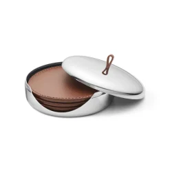Georg Jensen Bar|Place Settings & Linens|Sky Leather Coaster Set, 4 Pcs