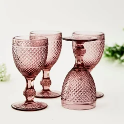 Maison Margaux Glassware|Small Blush Vintage Wine Glass, Set of 4