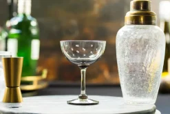 The Vintage List Glassware|Smoky Champagne Saucers With Stars Design, Set of 4