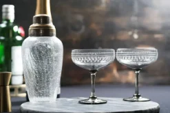 The Vintage List Glassware|Smoky Cocktail Glasses With Ovals Design, Set of 4