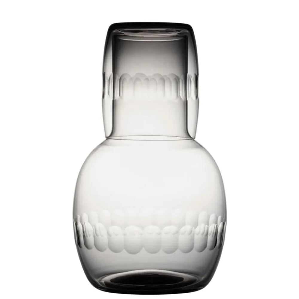 The Vintage List Glassware|Smoky Crystal Carafe Set With Lens Design