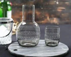 The Vintage List Glassware|Smoky Crystal Carafe Set With Ovals Design