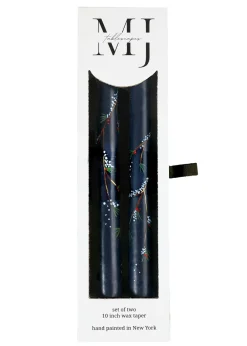 MJ Tablescapes Candles|Snowy Branches Taper Candles, Set of Two